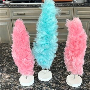 ASHLAND COTTON CANDY FLUFFY TREES SET OF 3NWT